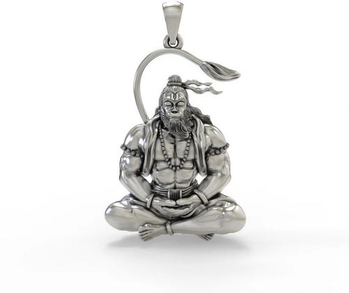 CHIKARA Power of Bhakti Hanuman Ji Bajrang Bali Silver Locket with Chain Steel Locket Metal Pendant Set