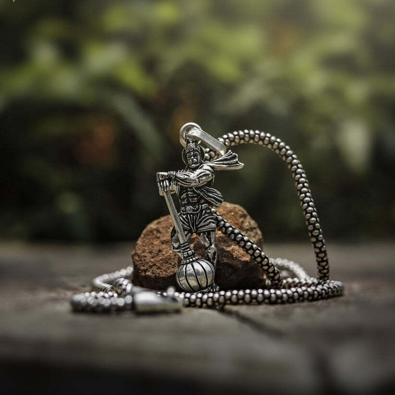 Hanuman Pendant for Men and Women, Evil Protector Hanuman Ji With Gada Locket Silver Stainless Steel Locket