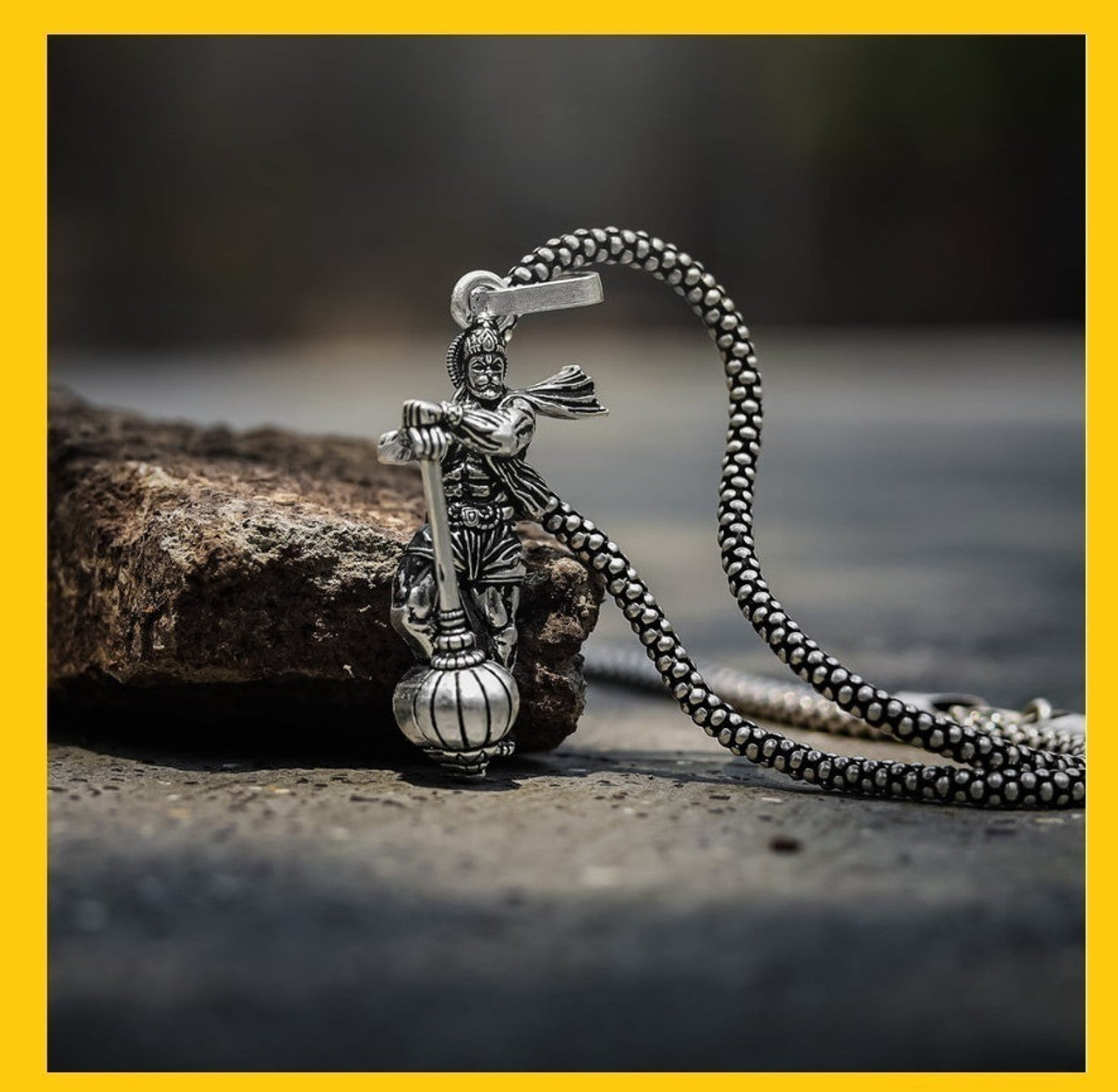Hanuman Pendant for Men and Women, Evil Protector Hanuman Ji With Gada Locket Silver Stainless Steel Locket